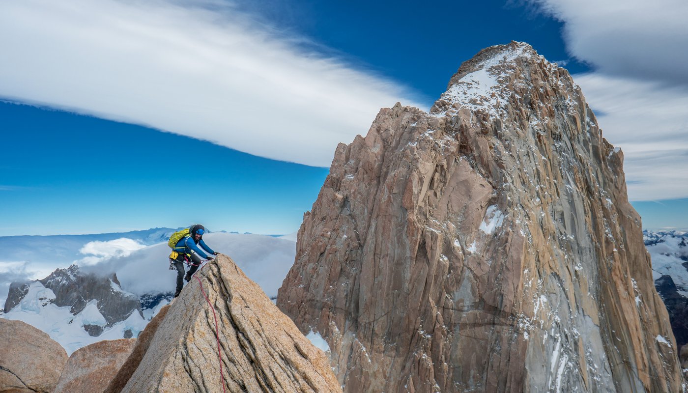 Jim Reynolds sur une crête en Patagonie