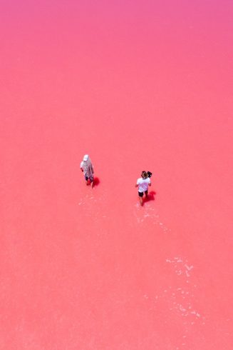 Le lac rose d'Hillier en Australie